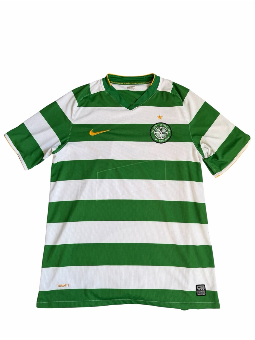 Nike Celtic FC 2008-09 Vintage Soccer Jersey Green White NikeFIT Retro Size M
